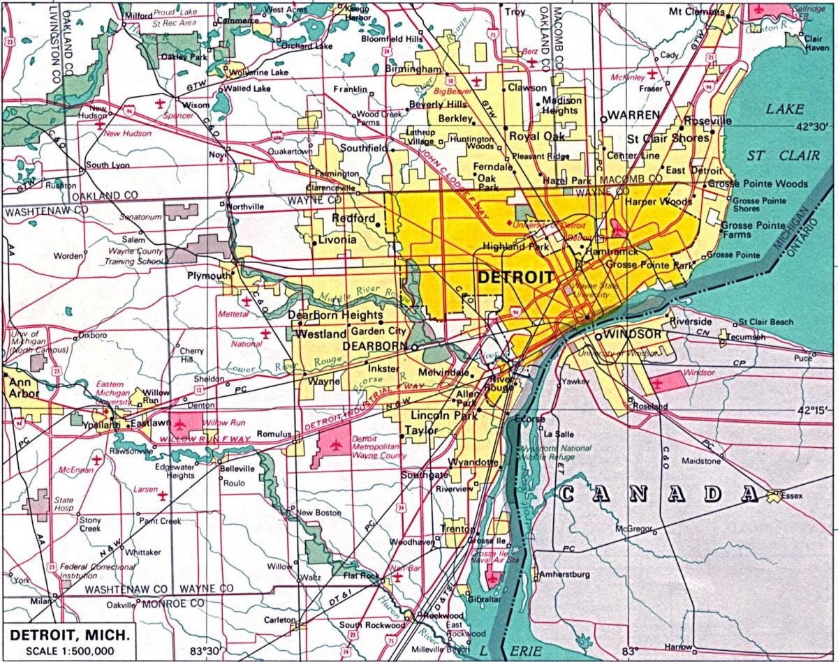 ضواحي ديترويت خريطة