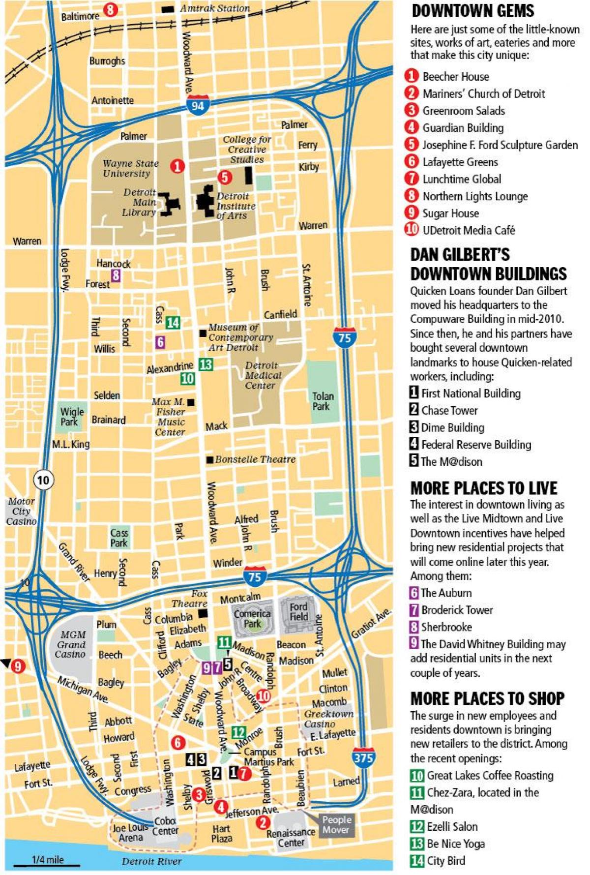 خريطة وسط مدينة ديترويت